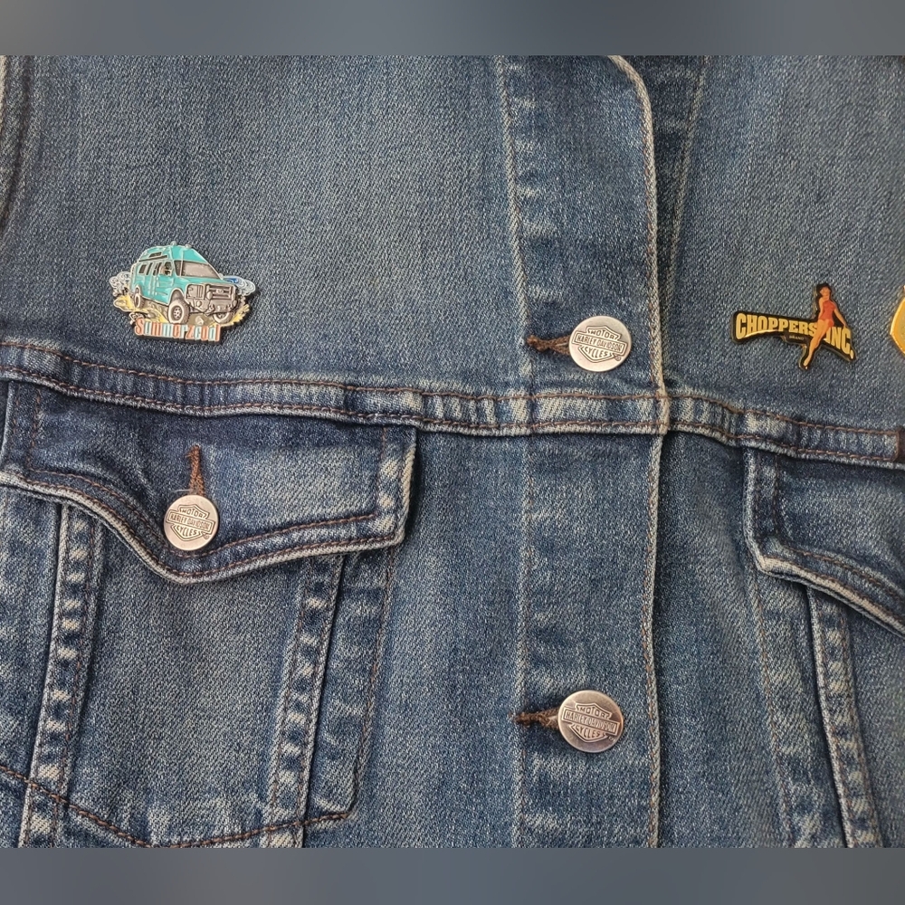 Harley-Davidson Blue Denim Cutoff Vest - Picture 5 of 10